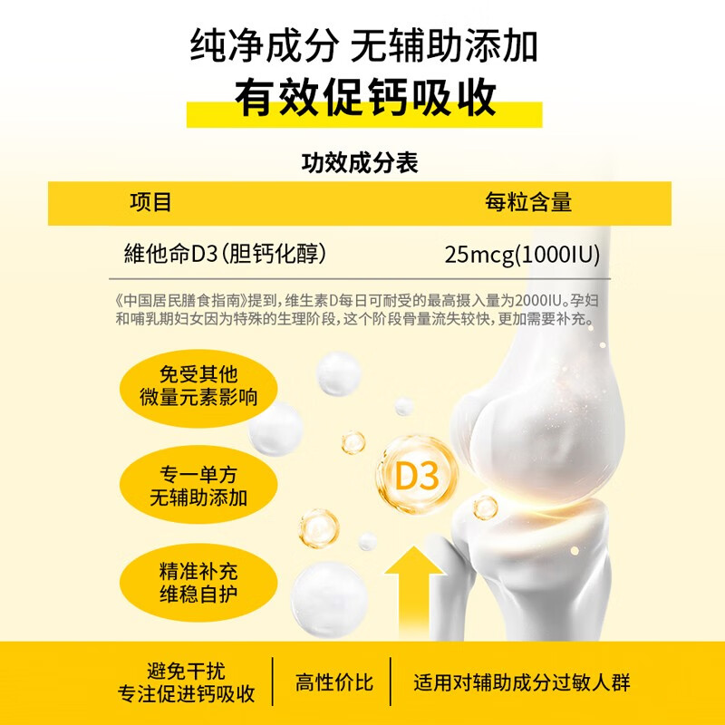 【自营】Watoo维生素d3软糖1000iuvd成人儿童青少年补钙吸收100粒 - 图1