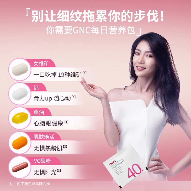 【自营】GNC健安喜女性40岁每日营养包维生素鱼油矿物质30袋*2盒