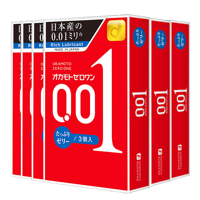 【自营】okamoto冈本001避孕套200%润滑超薄0.01安全套3只*6盒男-图0