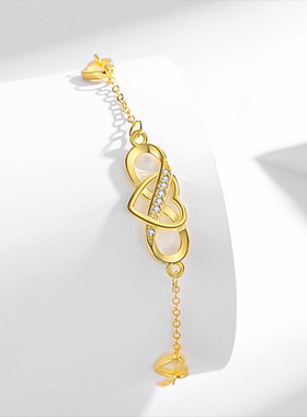 欧美8字形爱心手链纯银时尚轻奢