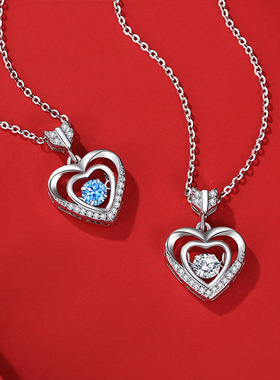 倾心之恋足银项链跳动的心吊坠女