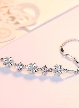 足银四叶草手链女时尚轻奢高级感
