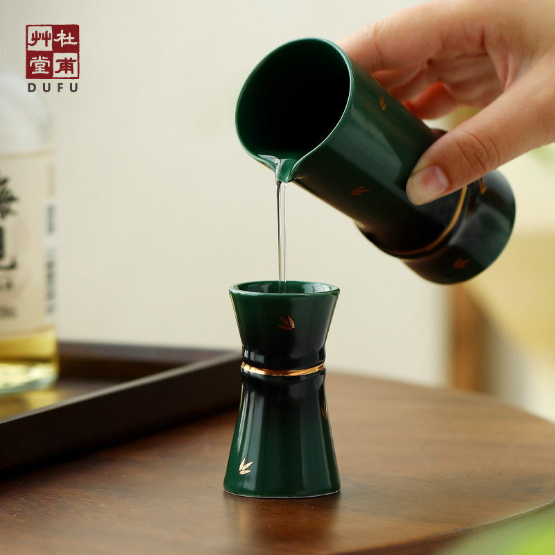 杜甫草堂 竹节酒具礼盒 陶瓷酒杯白酒分酒器 博物馆文创新年礼物