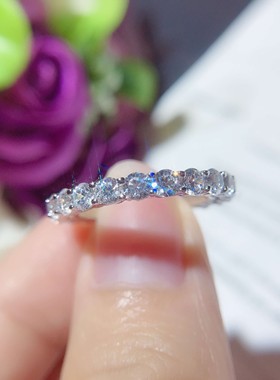 莫桑石满圈圆钻满钻情侣款排戒