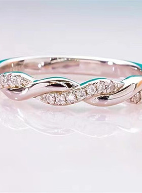 PRINGXY女小众微镶麻花戒指