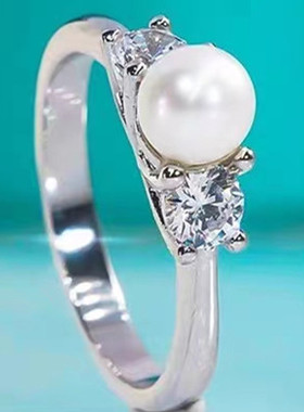 PRINGXY女小众珍珠四爪戒指