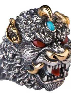 雕刻貔貅开口指环戒指仓吉古风