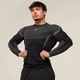美式无缝休闲训练长袖健身衣男士运动跑步透气紧身显肌肉修身圆领