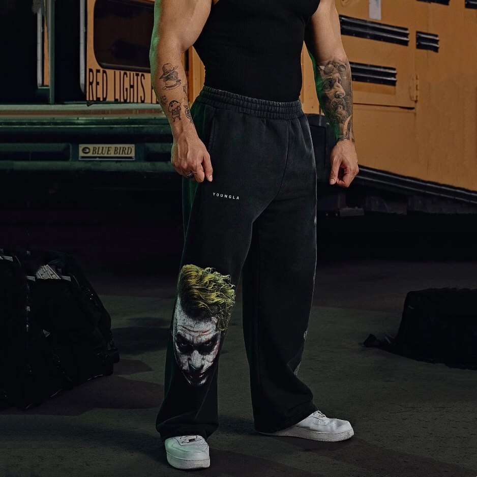 YOUNGLA联名蝙蝠侠男士运动裤慢跑运动健身棉质印花休闲直筒长裤,淘宝优惠券,粉丝福利购,淘宝优惠卷