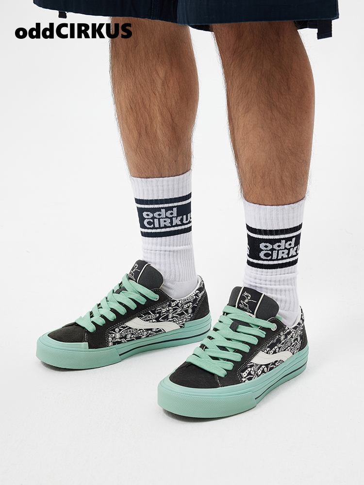 oddCIRKUS Astley Pro薄荷曼波色 满印限定款低帮街头滑板鞋男女 - 图0