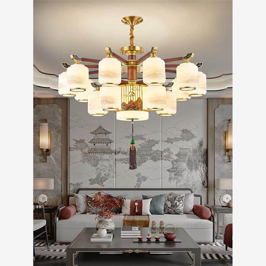 新中国风客厅吊灯全铜实木吊扇灯2025新餐厅卧室灯隐形电扇吊灯,淘宝优惠券,粉丝福利购,淘宝优惠卷