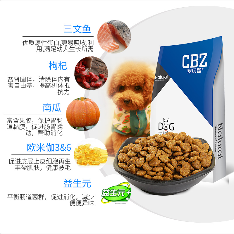 宠贝智CBZ 全价离乳犬粮 全犬种通用幼犬狗粮1.5kg