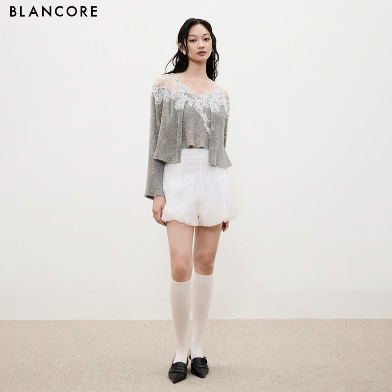 【设计师品牌BLANCORE】2025秋季新款miu系穿搭蕾丝镂空外搭开衫
