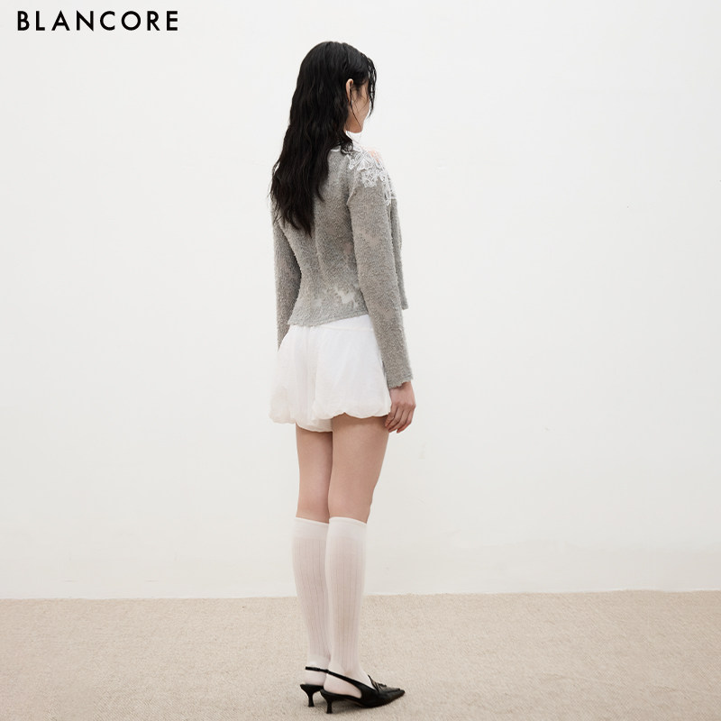 【设计师品牌BLANCORE】2025秋季新款miu系穿搭蕾丝镂空外搭开衫