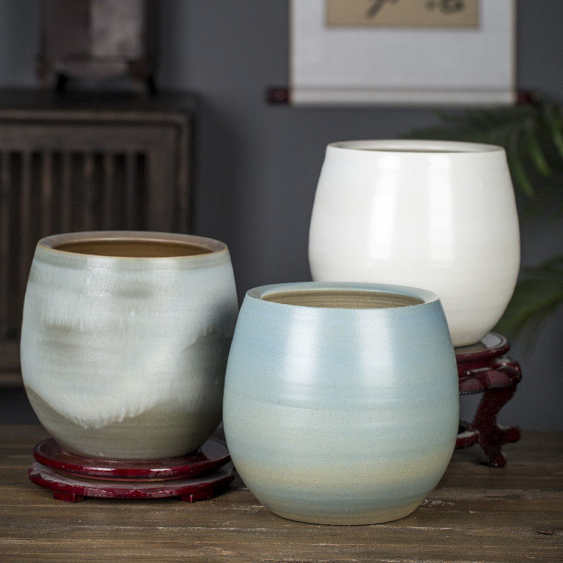 手工创意陶瓷花盆新中式客厅君子兰多肉透气陶罐