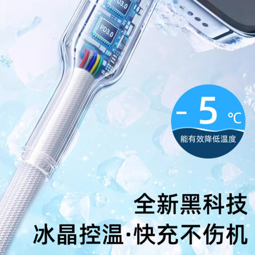 艾胜者车载65W超级快充双头Type-c数据线6A闪充双向PD手机双C口充电线ctoc编织适用华为畅享60/70Pro小米苹果 - 图1