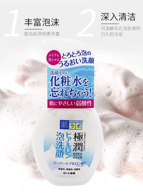 日本ROHTO/乐敦肌研玻尿酸洁面乳拍100g  泡沫洗面奶拍160ml