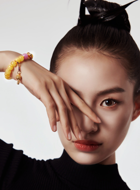 LEFTGO左戈女天然蜜蜡纯银镀金