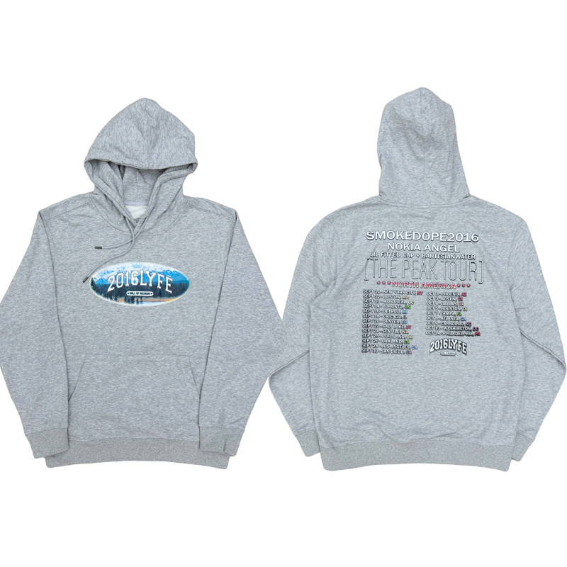 Smokedope2016 2016Lyfe Hoodie Gray Tee limited print hooded sweatshirt
