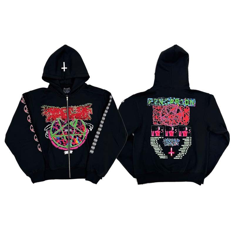 Ken Carson AGC Tour Zip-Up Hoodie – Back Tour Print, Sleeve Logos