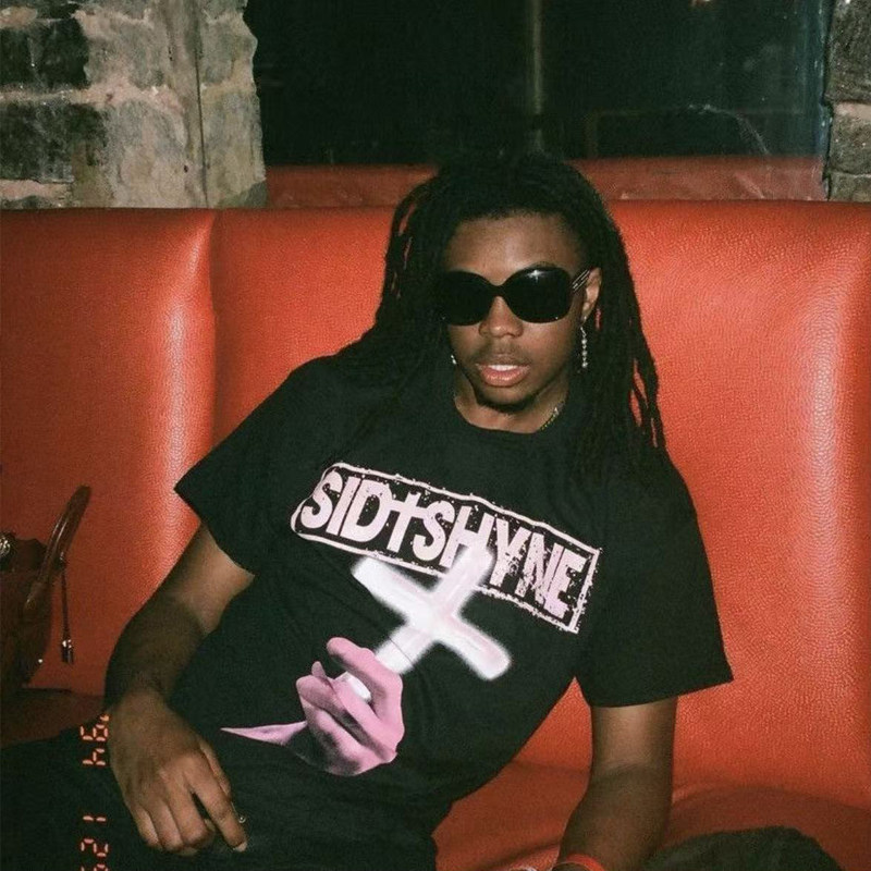SID SHYNE CROSS T-SHIRT Vintage printed cross short-sleeved T-shirt