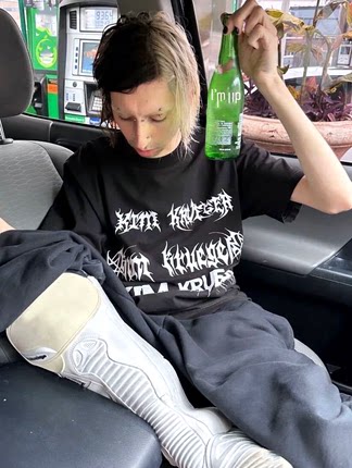 KK KIM KRUGERDESTROY LONELY PLAYBOICARTI same style short-sleeved T-shirt 0pium Sanskrit