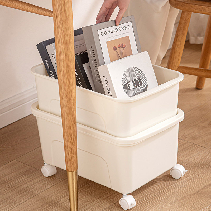 可移动带轮桌下杂物收纳筐桌面杂物收纳盒办公室包包收纳架书本收,淘宝优惠券,粉丝福利购,淘宝优惠卷
