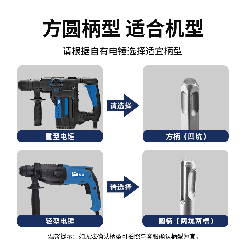 方柄冲击钻钻头混凝土电锤钻头圆柄加长冲击电锺圆头过墙打孔转头 - 图2