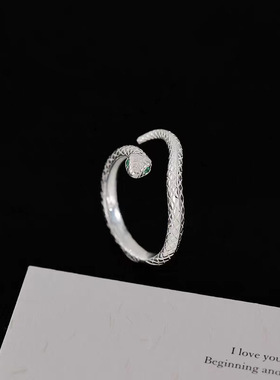银蛇形戒指女轻奢2025年新款