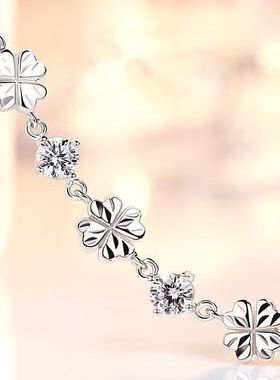 新品四叶草银手链女 时尚日韩版首饰素馨花手链 925手饰品批发