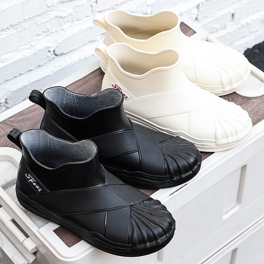 Japanese style rain boots for women, fashionable outer wear, ladies rubber shoes, short tube