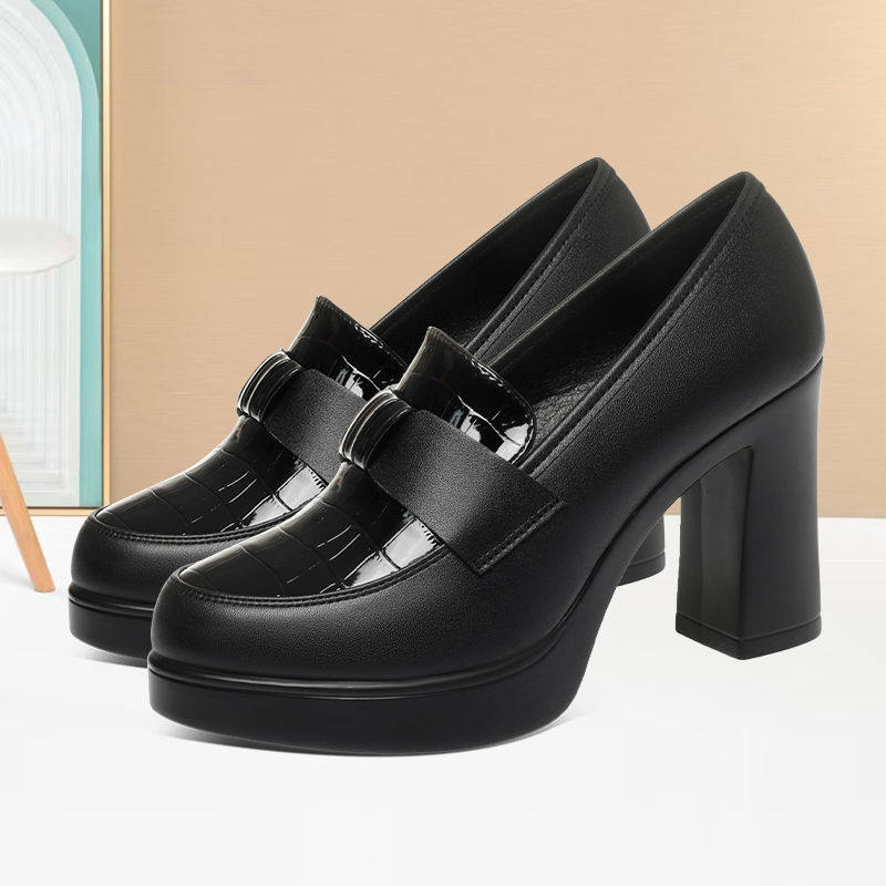 粗跟舒适深口单鞋百搭耐磨轻便乐福鞋中年旗袍走秀鞋厚底女高跟鞋,淘宝优惠券,粉丝福利购,淘宝优惠卷