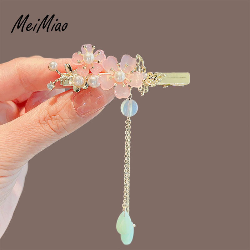 精致古风花朵流苏发夹女侧边刘海夹头饰高级感后脑勺发卡汉服发饰,淘宝优惠券,粉丝福利购,淘宝优惠卷