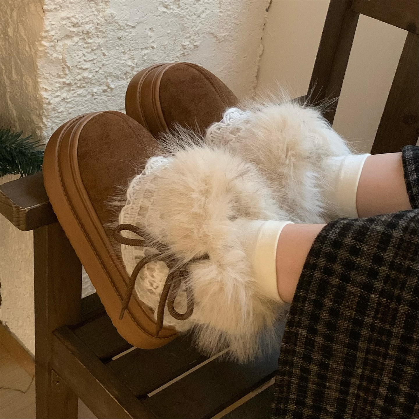 细细条新款创意防滑加绒户外东北短靴增高女冬费尔岛毛毛雪地靴,淘宝优惠券,粉丝福利购,淘宝优惠卷