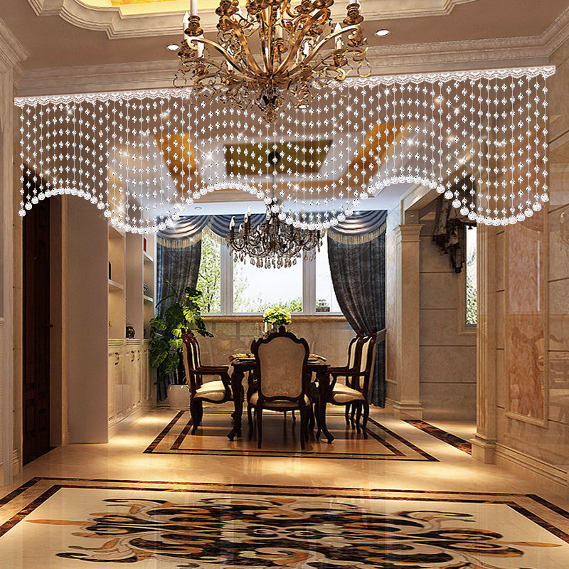 水晶帘子客厅过道珠帘隔断帘波浪装饰珠子家用玄关免打孔门帘挂帘