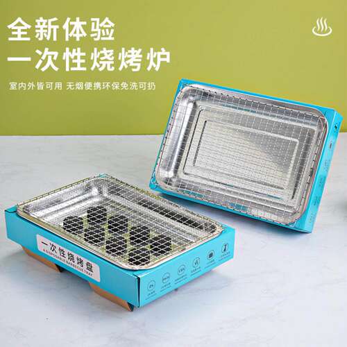 一次性烧烤炉烤架野餐炉具户外便携家用小型果木炭无烟烤肉架套装 - 图0