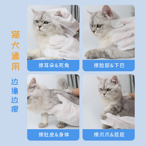 【吉杰推荐】宠物免洗手套猫咪清洁免水洗狗狗干洗湿巾纸用10片装 - 图0