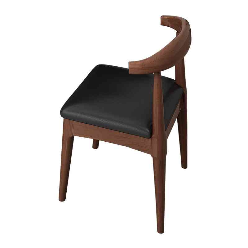北欧实木餐椅家用现代简约轻奢办公酒店会议餐厅椅凳靠背牛角椅子
