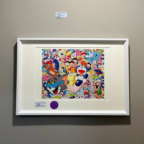 S5H限量版画 哆啦A梦&村上隆太阳花&猫和老鼠 客厅潮流艺术装饰画 - 图0