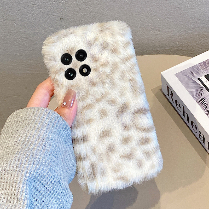 韩系棕色豹纹适用oppo一加12手机壳ace3撞色2pro毛绒绒2v日韩1秋冬季9rt冬天8t硅胶7tpro毛茸茸6t软1+oneplus - 图0