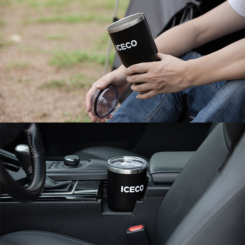 ICECO户外露营水杯双层304不锈钢杯子便携大容量车载咖啡杯冰霸杯