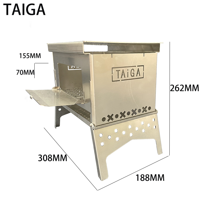 TAiGA304不锈钢卡片炉烧烤炉户外野营防焚火台便携柴火炉多功能炉-图1