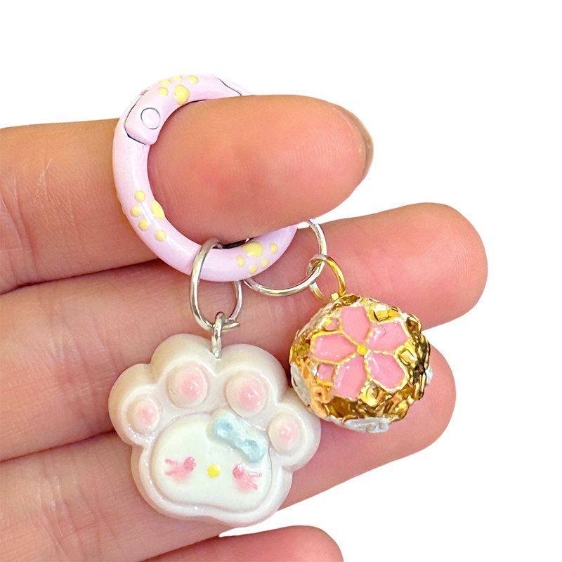 挂可爱心钥匙扣猫爪猫咪闺蜜挂件卡扣圆圈铃铛书包坠礼物少女,淘宝优惠券,粉丝福利购,淘宝优惠卷