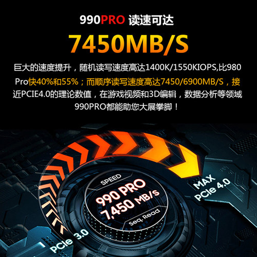 三星990pro固态硬盘1t笔记本980ssd台式m2电脑nvme黑盘2t ps5 m.2 - 图0