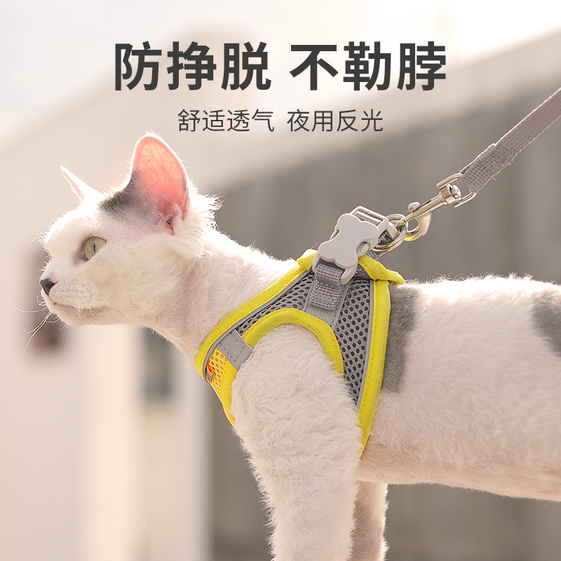 猫咪牵引绳背心式胸背带外出专用防挣脱猫绳子溜猫绳栓猫链子幼猫 - 图1