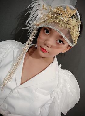 戏曲写真发饰古装演出帽子头饰白色主题风影楼头饰发饰品发冠流苏