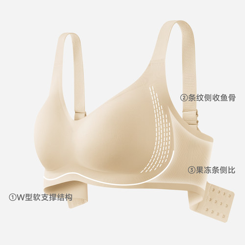 草本初色内衣女夏季薄款加大码聚拢收副乳大胸显小调整型舒适文胸 - 图0
