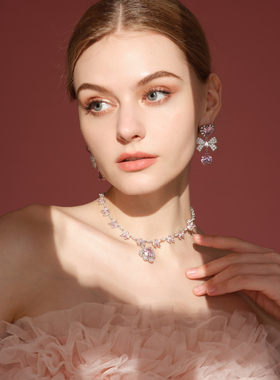 BELLEBIANCA设计师粉色锁骨链