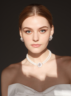 BELLEBIANCA锆石珍珠项链