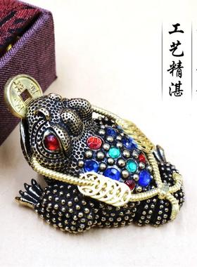 黄铜彩色三足金蟾创意摆件